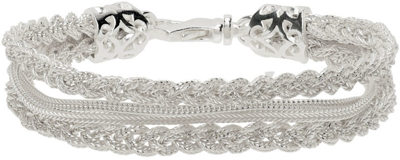 Shop Emanuele Bicocchi Silver Layered Double Chain Bracelet In White
