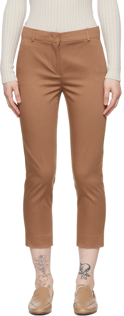Shop Max Mara Brown Folgore Trousers In 036 Terracotta