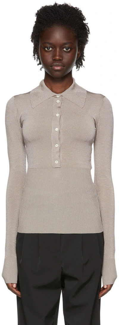 Shop Peter Do Taupe Viscose Polo In Grey