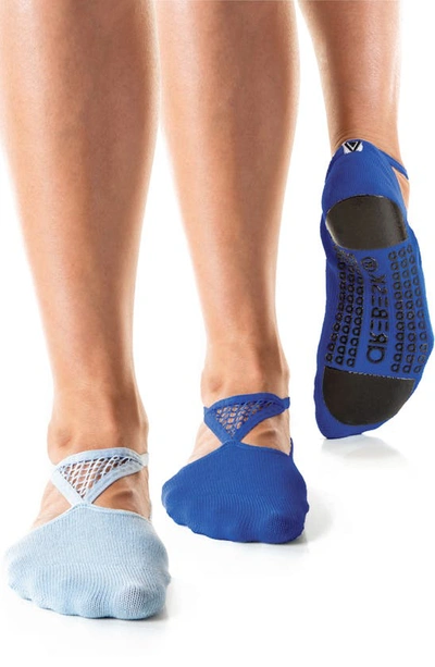 Shop Arebesk Muse Assorted 2-pack No-slip Closed Toe Socks In Royal Blue - Light Blue