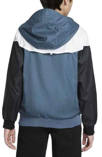 Shop Nike Windrunner Water Resistant Hooded Jacket In Ash Green/ White/ Black