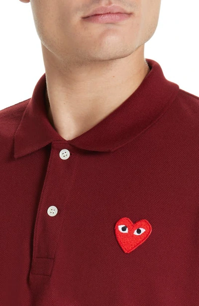Shop Comme Des Garçons Heart Logo Slim Fit Polo In Burgundy