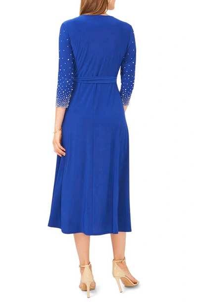 Shop Chaus Embellished Tie Waist Midi Dress In Blue