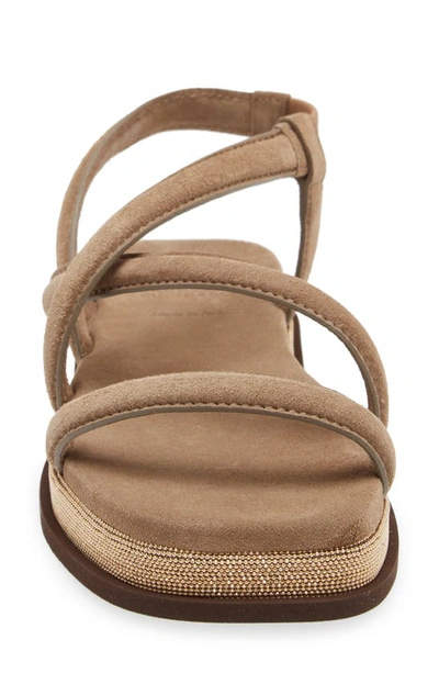 Shop Brunello Cucinelli Suede & Monili Strappy Sandal In Light Brown
