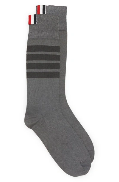 Shop Thom Browne 4-bar Cotton Blend Mid Calf Socks In Med Grey