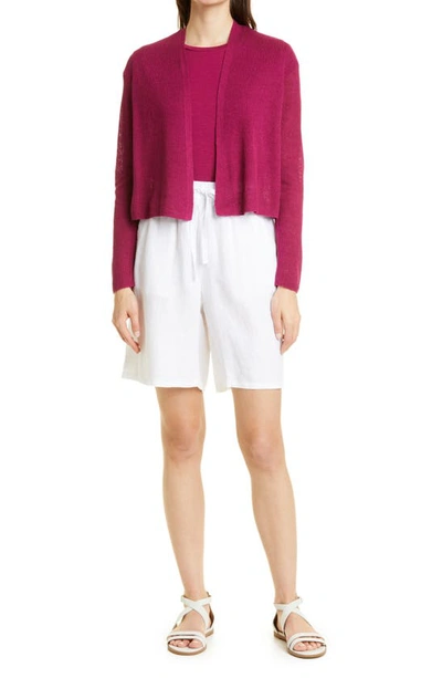 Shop Eileen Fisher Crewneck Boxy Stretch Jersey T-shirt In Berry
