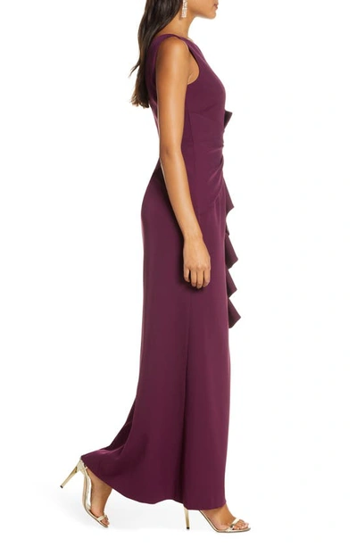 Shop Eliza J Ruffle Front Gown In Wine