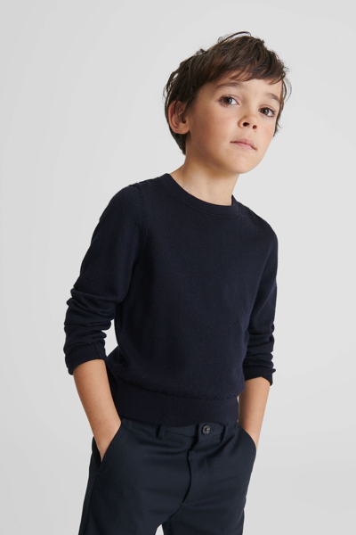 Shop Reiss Wessex - Navy Crew Neck Knitted Jumper, Uk 7-8 Yrs