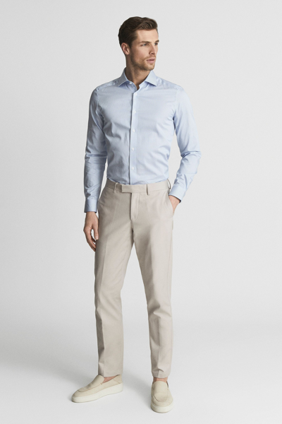 Shop Reiss Bengal - Blue Stripe Remote Bengal Slim Fit Cotton Satin Striped Cutaway Collar Shirt, Uk X-large