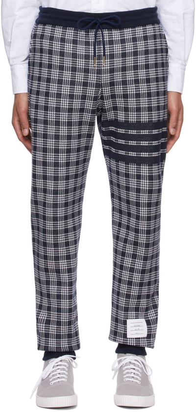 Shop Thom Browne Navy Cotton Lounge Pants In 415 Navy
