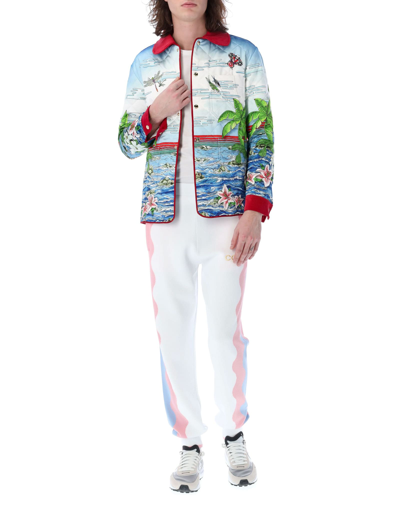 Shop Casablanca Printed And Quilted Hunting Jacket In Tabletennis