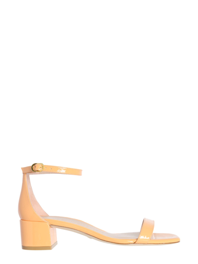 Shop Stuart Weitzman Nudist Curve 35 Block Sandals In Giallo