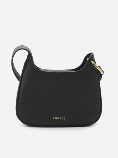 Shop Versace La Medusa Small Leather Hobo Bag In Black