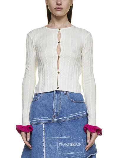 Shop Jw Anderson Cardigan In Off White Pink