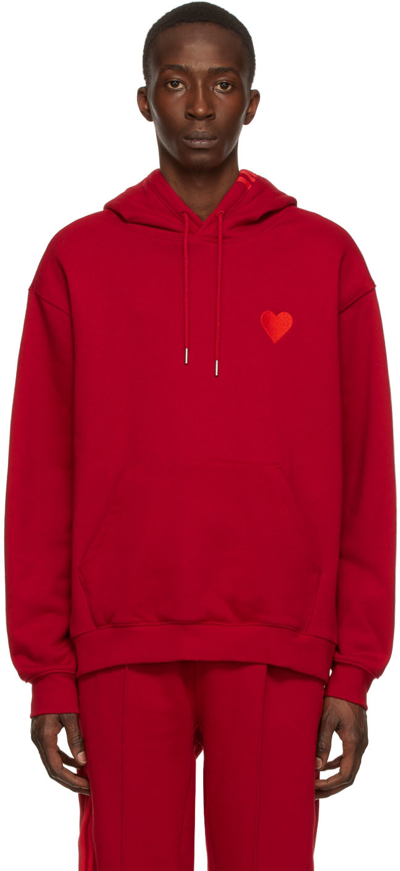 Shop Adidas X Ivy Park Red Cotton Hoodie In Power Red