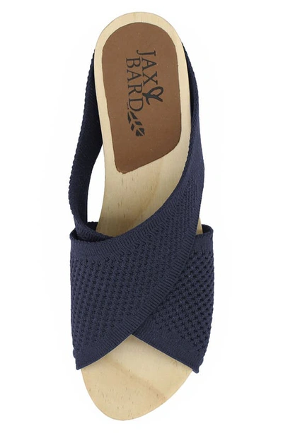 Shop Jax And Bard Libby Hill Knit Cross Strap Sandal In Deep Sea Blue