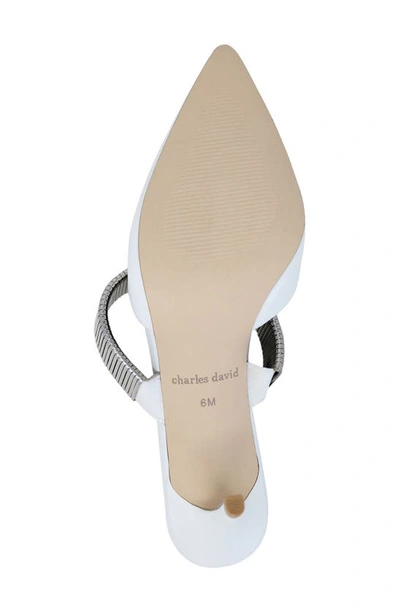 Charles David Alfie Pointed Metal-strap Suede Mules In White