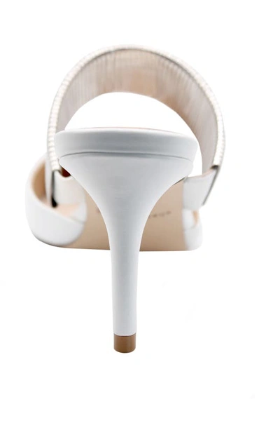 Charles David Alfie Pointed Metal-strap Suede Mules In White