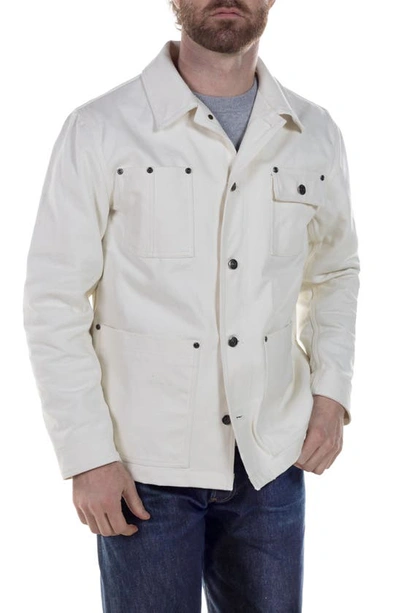 Shop Schott Nyc Cotton Canvas Jacket In Off White