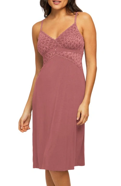 Shop Montelle Intimates Modal Blend Midi Long Chemise In Mesa Rose