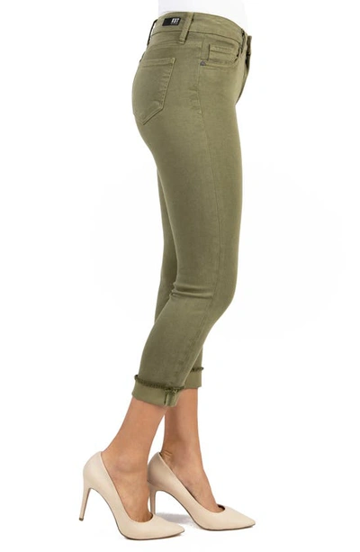 Shop Kut From The Kloth Amy Fray Hem Crop Skinny Jeans In Olive
