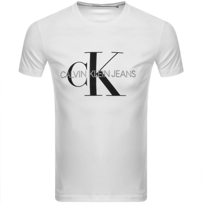 Shop Calvin Klein Jeans Monogram Logo T Shirt White