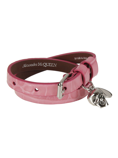 Shop Alexander Mcqueen Double Wrap Bracelet In Betony Pink