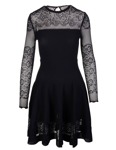 Shop Alexander Mcqueen Mini Dress In Black Ottoman Knit