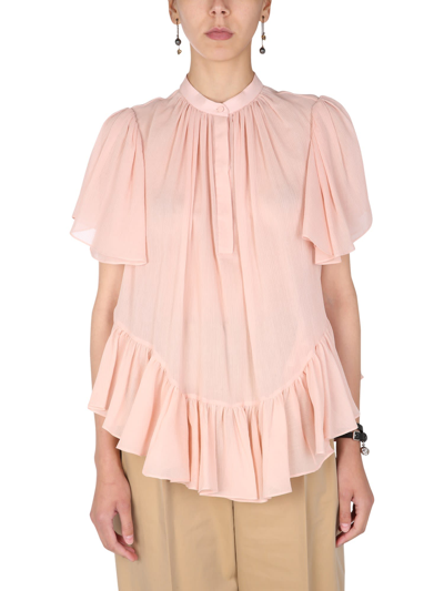 Shop Alexander Mcqueen Shirt With Ruches In Rosa