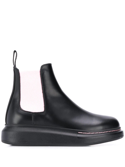 Shop Alexander Mcqueen Woman Black And Pastel Pink Chelsea Hybrid Ankle Boot In Black/su.pink/blk
