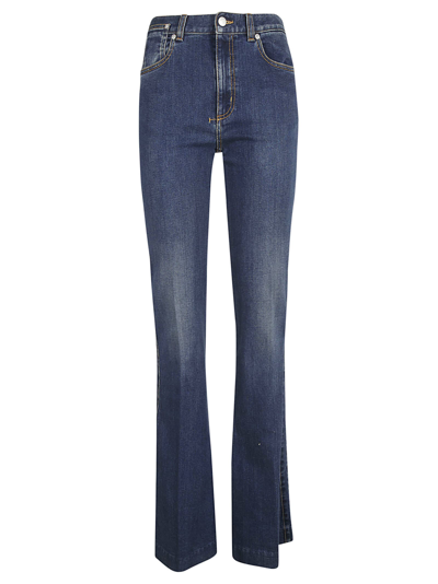 Shop Alexander Mcqueen Wide-leg Jeans In Dark Blue Wash