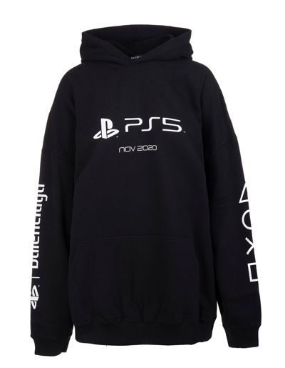 + Playstation Printed Cotton-jersey Hoodie In Black