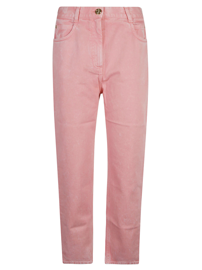 Shop Balmain 5 Pockets Plain Jeans In Pink Moyen