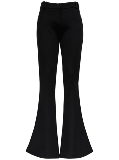 Shop Balmain Black Flared Viscose Trousers