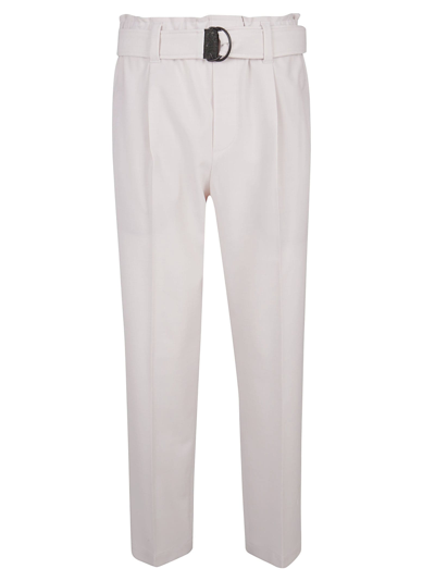 Shop Brunello Cucinelli Belted Trousers In Light Grey