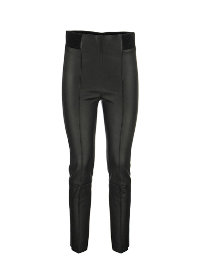 Shop Brunello Cucinelli High-waisted Leather Leggings In Black