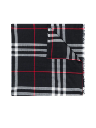 Shop Burberry Giant Check Gauze In Navy