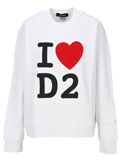 Shop Dsquared2 D Squared I Love D2 Swatshirt  In White