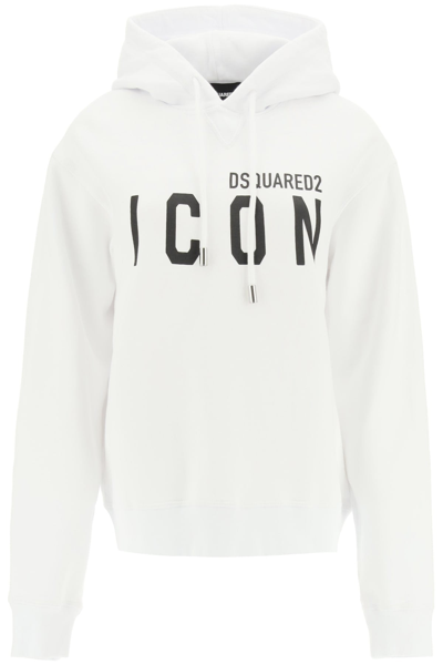 Shop Dsquared2 Hooded Sweatshirt With Icon Print In White