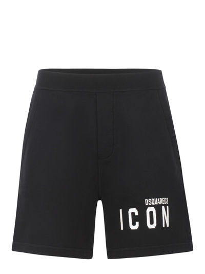 Shop Dsquared2 Icon Cotton Shorts In Nero