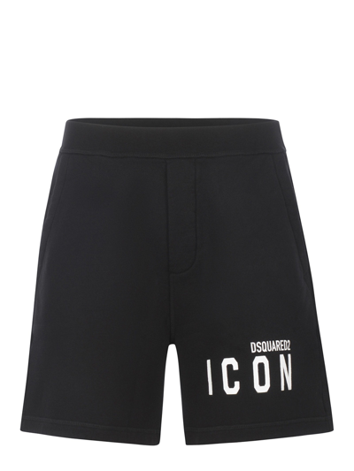 Dsquared2 Icon Logo Print Track Shorts In Nero