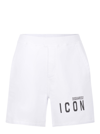 Shop Dsquared2 Icon Cotton Shorts In Bianco