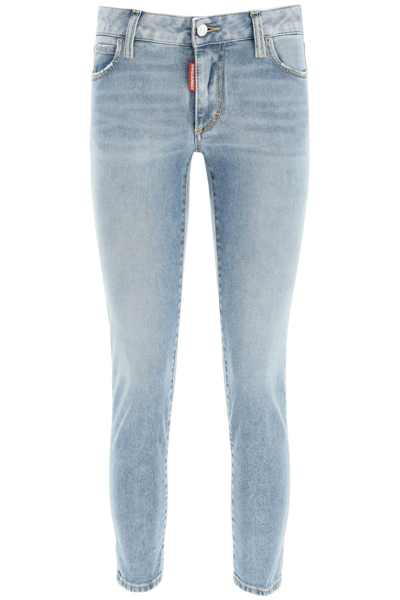 Shop Dsquared2 Medium Waist Cropped Twiggy Jeans In Blue (blue)
