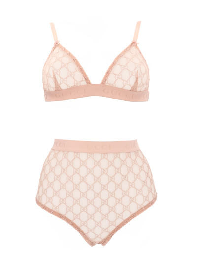 Shop Gucci Gg Bra And Slip In Rosa