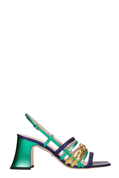 Shop Gucci Sandals In Green Leather