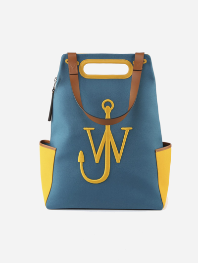 Jw Anderson J.w. Anderson Backpack With Embossed Logo In Blue/yellow ...