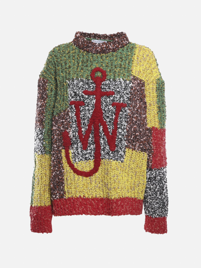 Shop Jw Anderson J.w. Anderson Patchwork Sweater In Wool Blend In Red