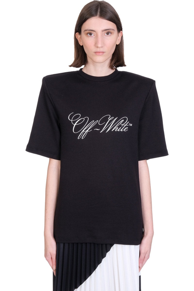 Shop Off-white Logo Shoulder T-shirt In Black Cotton In Nero