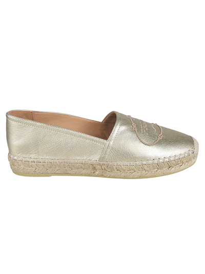 Shop Prada Braided Metallic Espadrillas In Gold