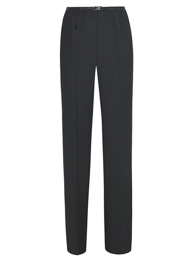 Shop Prada High-waist Buckled Trousers In Black